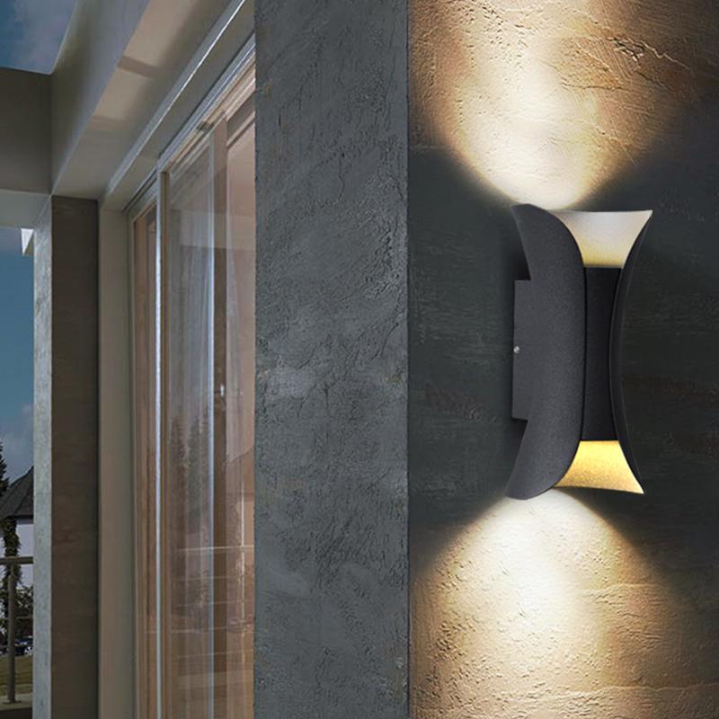 Curved LED Up and Down Lighting Waterproof Modern Outdoor Wall Lights