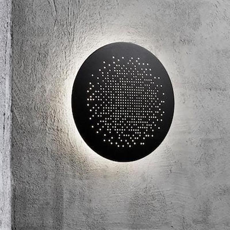 Circular Small Hollow Holes Waterproof LED Black Outdoor Wall Lights