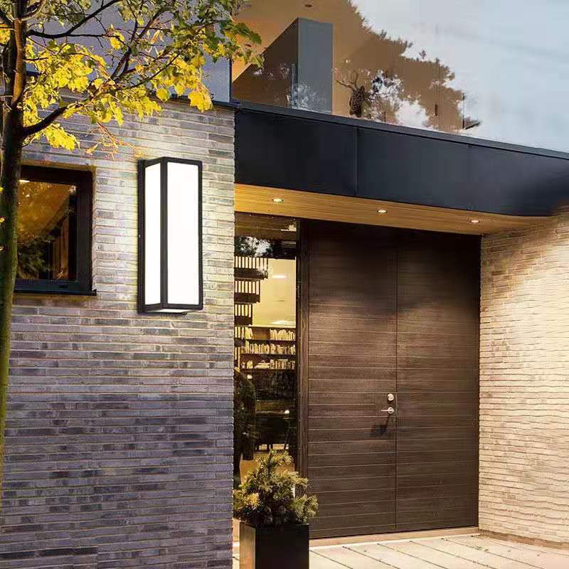 Rectangular Minimalist LED Waterproof Black Modern Outdoor Wall Lights