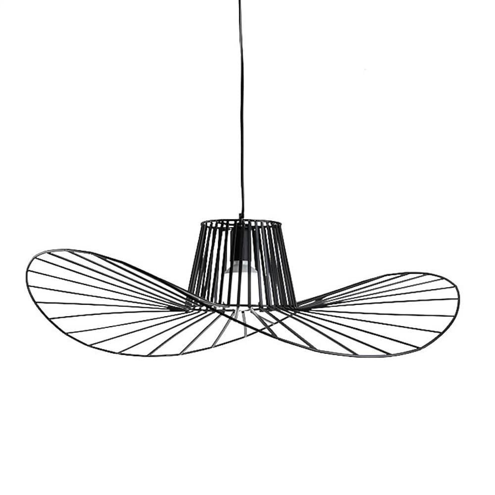 Hat Shaped Metal Linear LED Black Modern Pendant Light Hanging Lamp