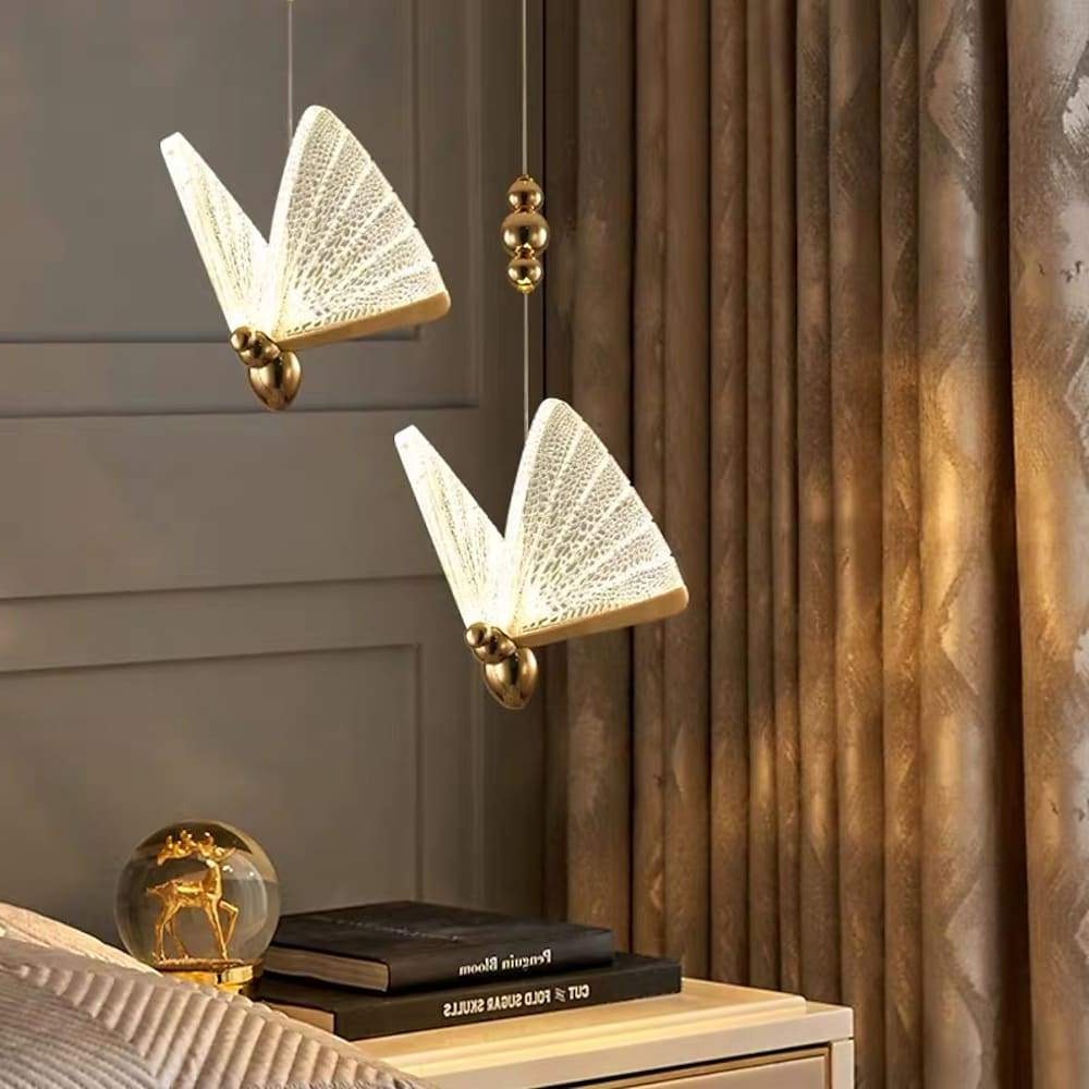 Butterflies Shaped LED Gold Modern Pendant Lights Hanging Lamp Island Lights