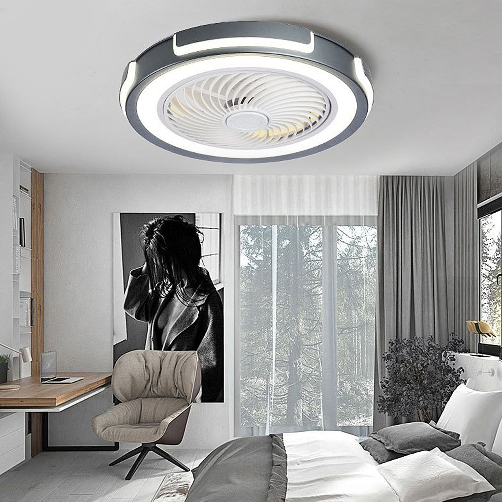 Dimmable LED Bladeless Ceiling Fan Light Flush Mount Ceiling Fan Lamp with Remote Control