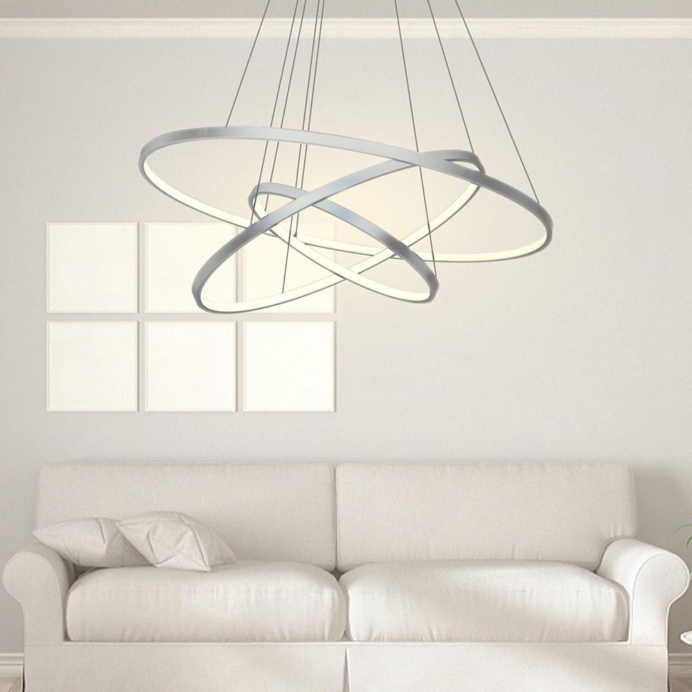 3 Ring Intterweaved Circle Design Pendant Lighting Aluminum Acrylic LED Ceiling Light