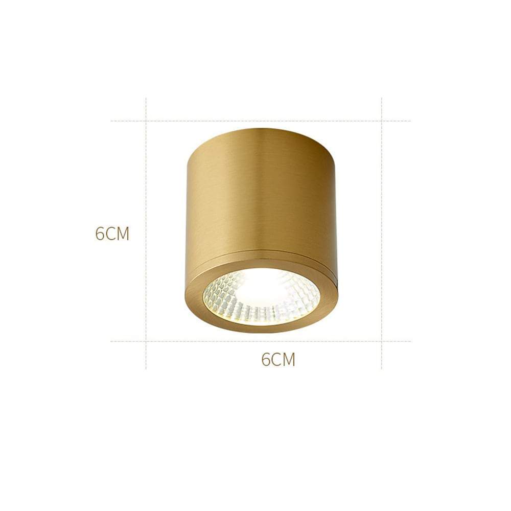 Cylindrical Copper Brass LED Modern Ceiling Light Flush Mount Lighting