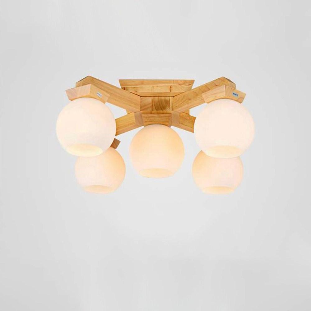 Nordic Style Modern Wood Chandelier LED Globe Chandelier