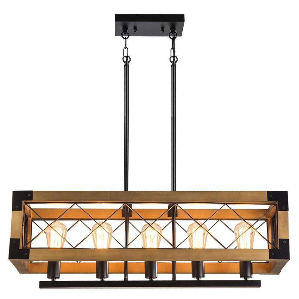 Rustic Industrial Linear Chandelier for Dining Rooms Farmhouse Rectangular/Square Light Fixture