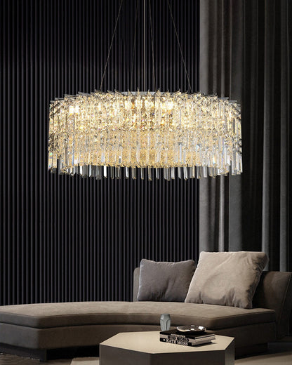 Ischia di Castro | Modern Luxury Drum Crystal LED Chandelier in Creative Design, Gold, Dia31.5xh11.0", Cool Light, Non-Dimmable