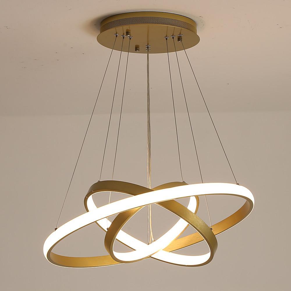 3-ring Dimmable Contemporary Gold LED Chandelier Light Dining Room Chandeliers Lamp