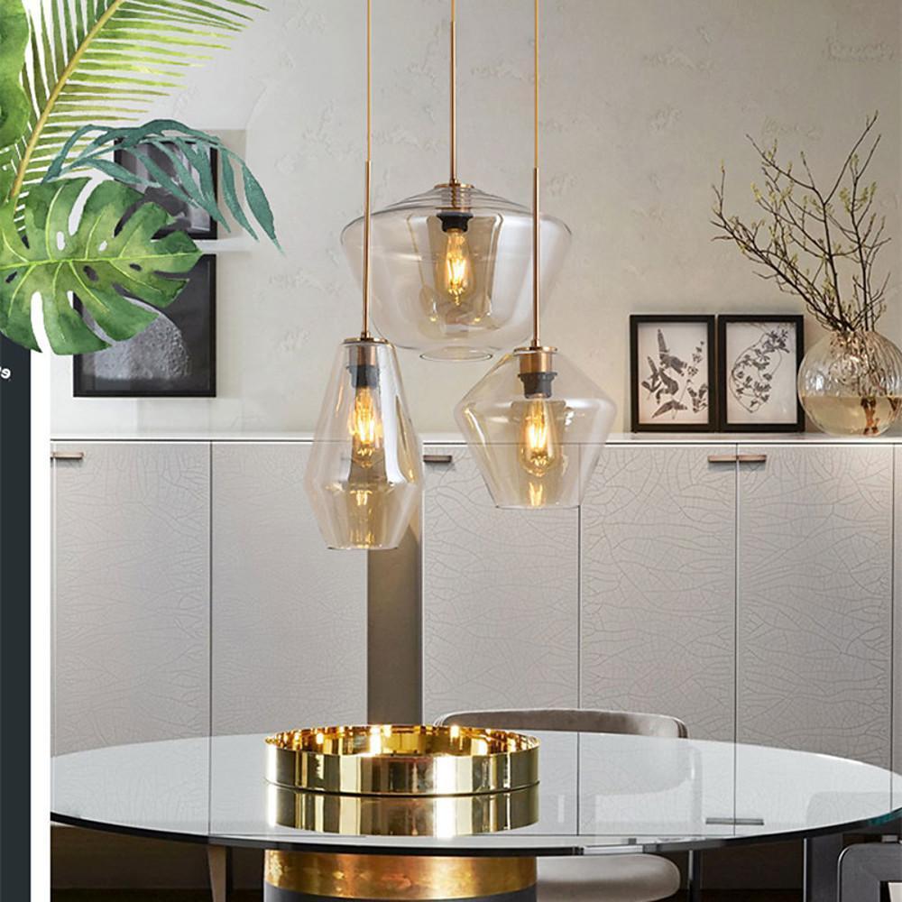 3-light Creative Glass LED Retro Pendant Lights Kitchen Island Lighting