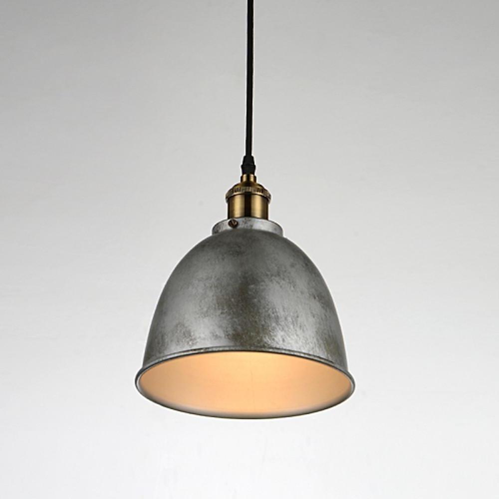 8'' White Rustic Dome Pendant Light Bowled Metal Industrial Pendant Light