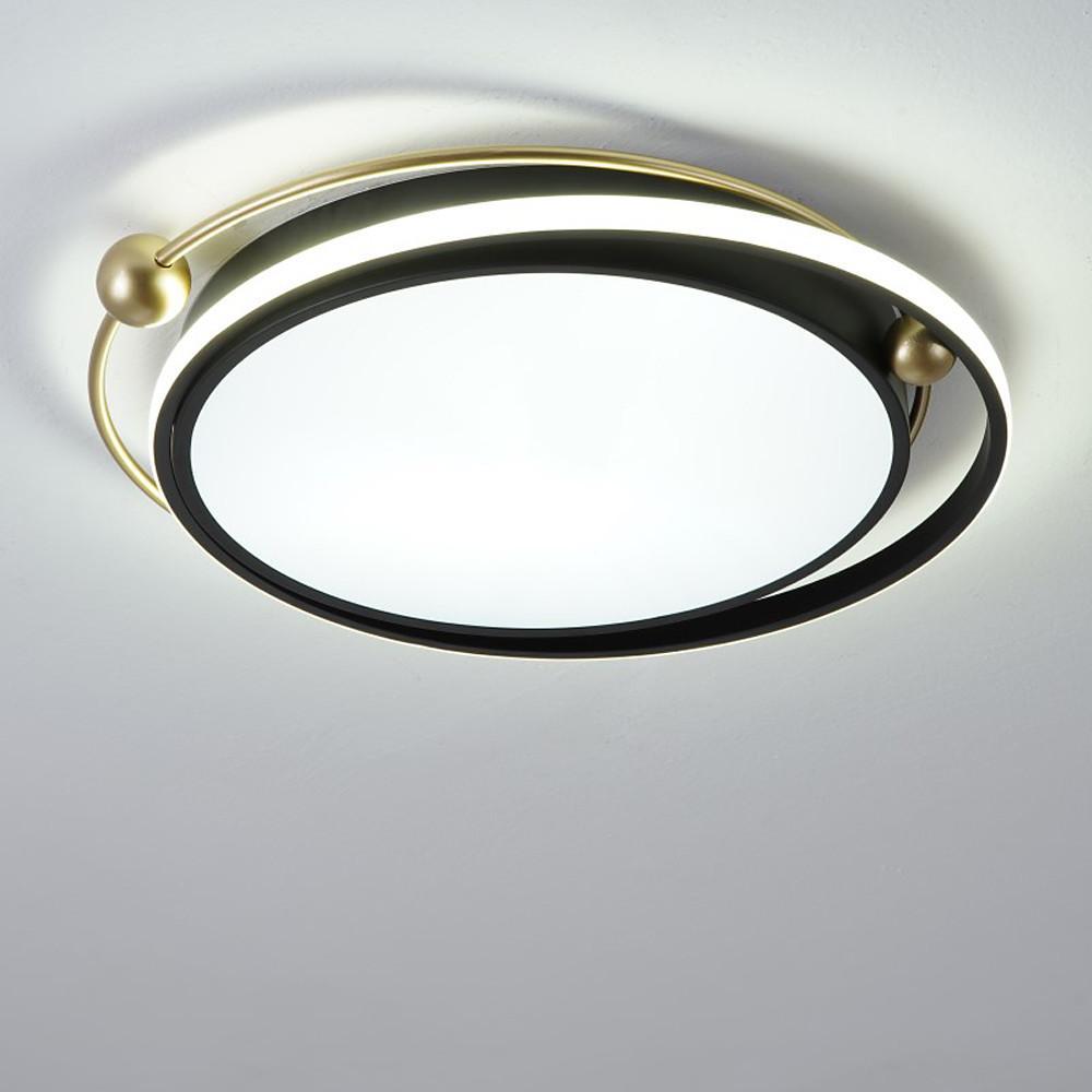 Artistic Circles Dimmable LED Black Nordic Flush Mount Ceiling Light