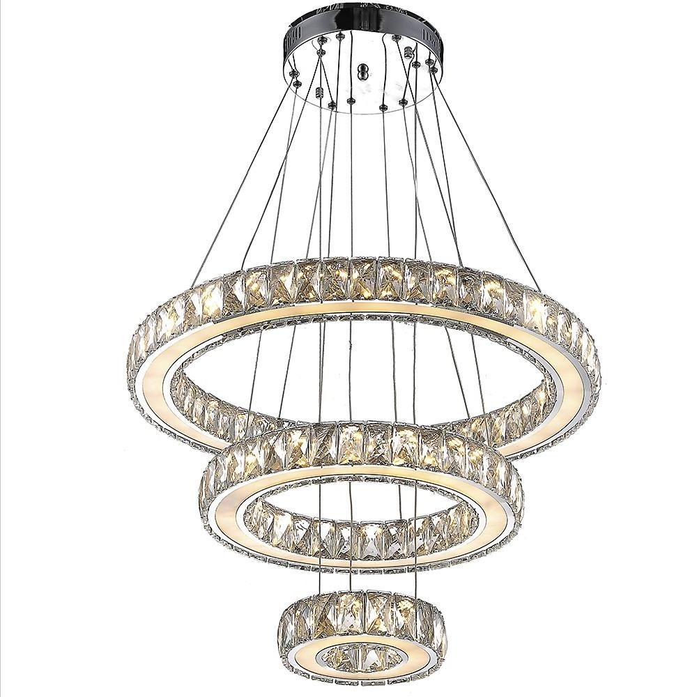 Contemporary 3 Ring Pendant Electroplated Crystal Chandeliers