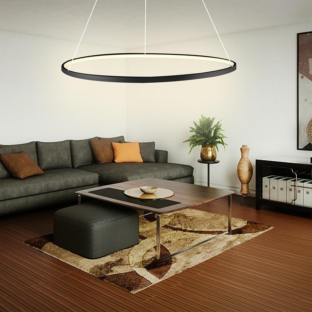 Round Geometric 30-Watt Single Ring Integrated LED Modern Bedroom Pendant