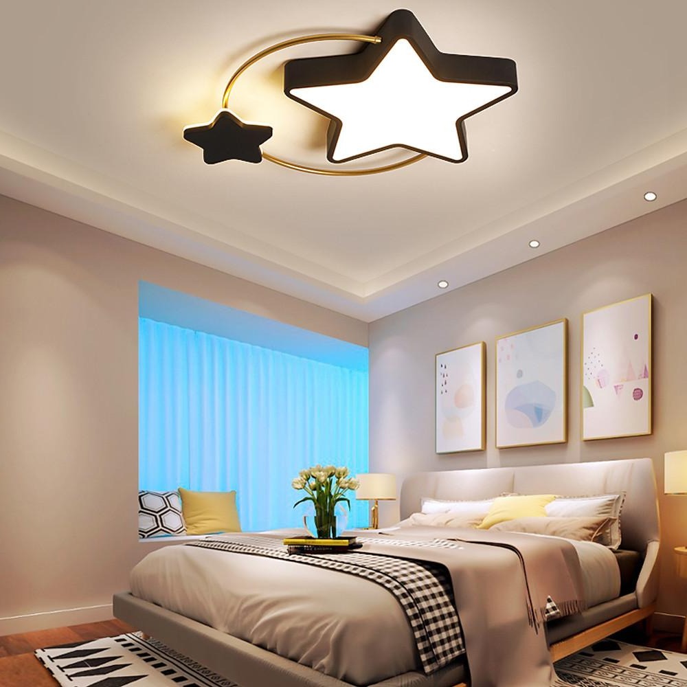 2 Star Shapes Flush Mount Ceiling Light LED Classic Dimmable Baby Kids Lights for Bedroom