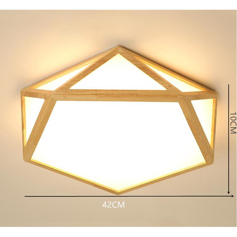 Geometric Shape Rustic Flush Mount Ceiling Light Bamboo Acrylic LED Light