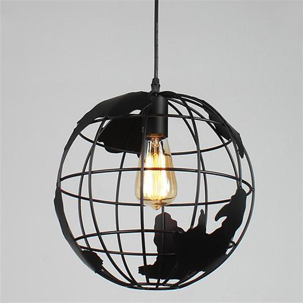 8'' Globe-shaped World Map LED Retro Pendant Lights Hanging Ceiling Lights