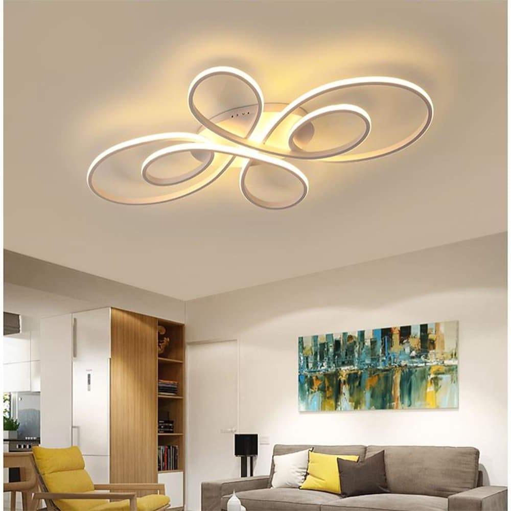 Artistic Curved Dimmable LED Modern Ceiling Lights Chandelier Flush Mount Lighting