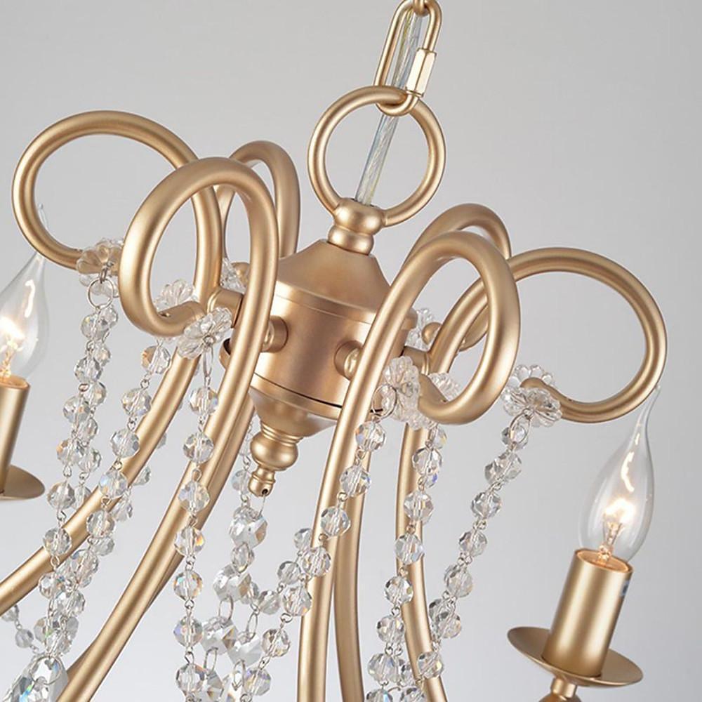 Vintage 8-Light Candle Chandelier with Crystal Accents