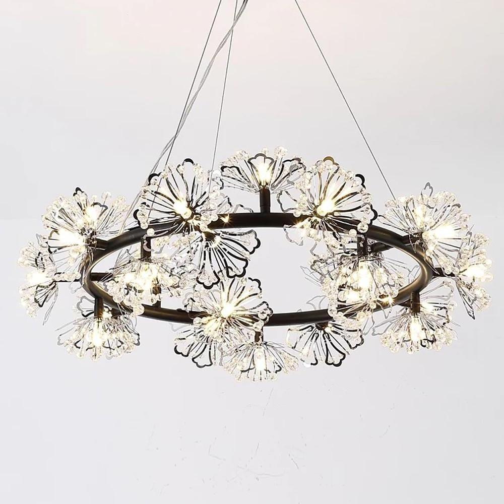 Circle Flower Design Electroplated Metal Crystal Classic Chandeliers