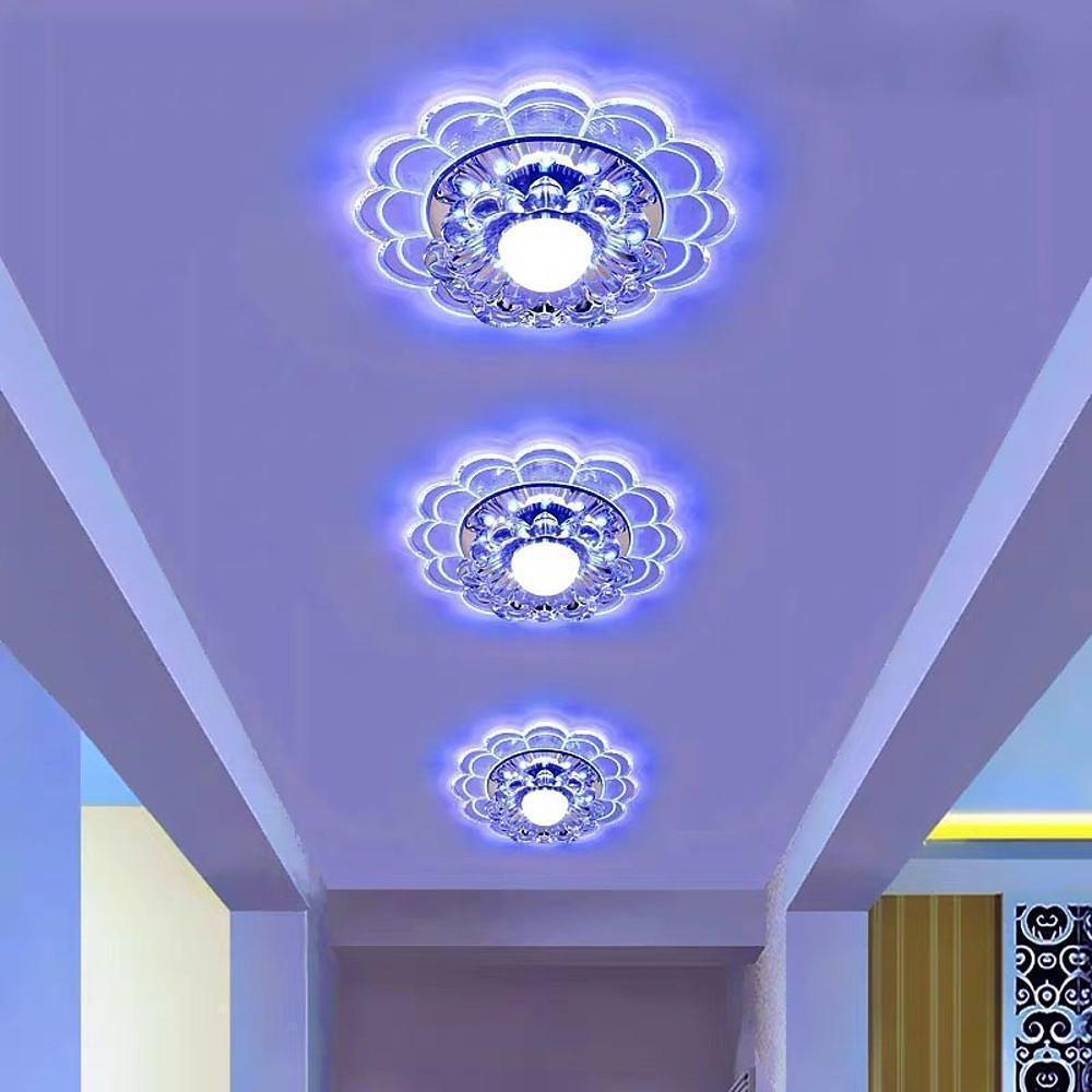 Flower Effect Entryway Lighting Crystal Metal LED Flush Mount Ceiling Light for Baby Kids