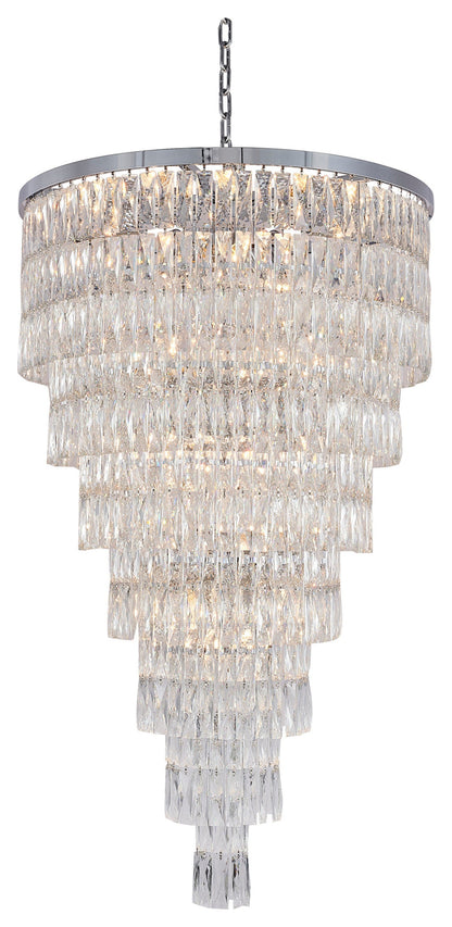 32" Chrome Metal 7-Tier Chandelier With Clear Crystals