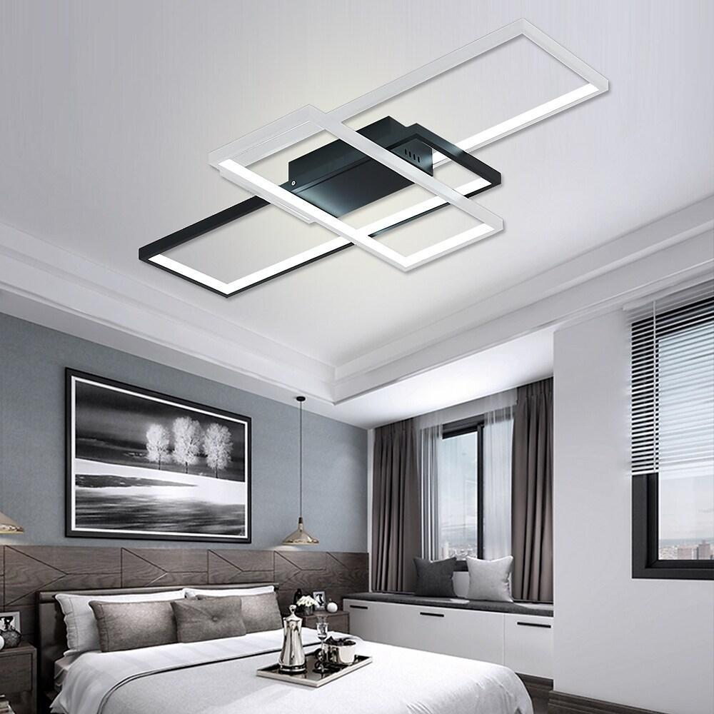 Multi Rectangle Large Flush Mount Ceiling Light with 3 Integrated Tiered Lights