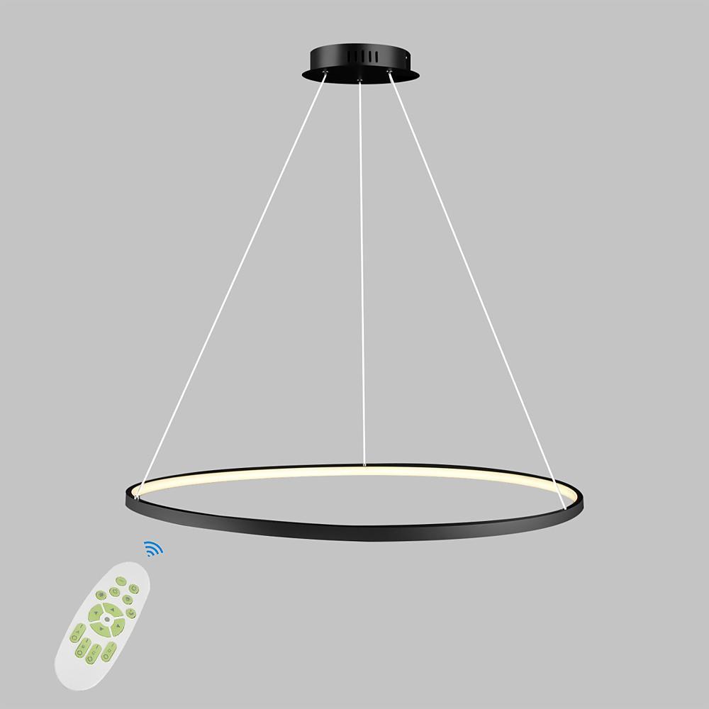 Round Geometric 30-Watt Single Ring Integrated LED Modern Bedroom Pendant