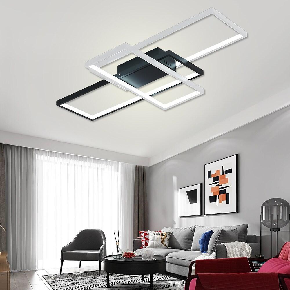 Multi Rectangle Large Flush Mount Ceiling Light with 3 Integrated Tiered Lights