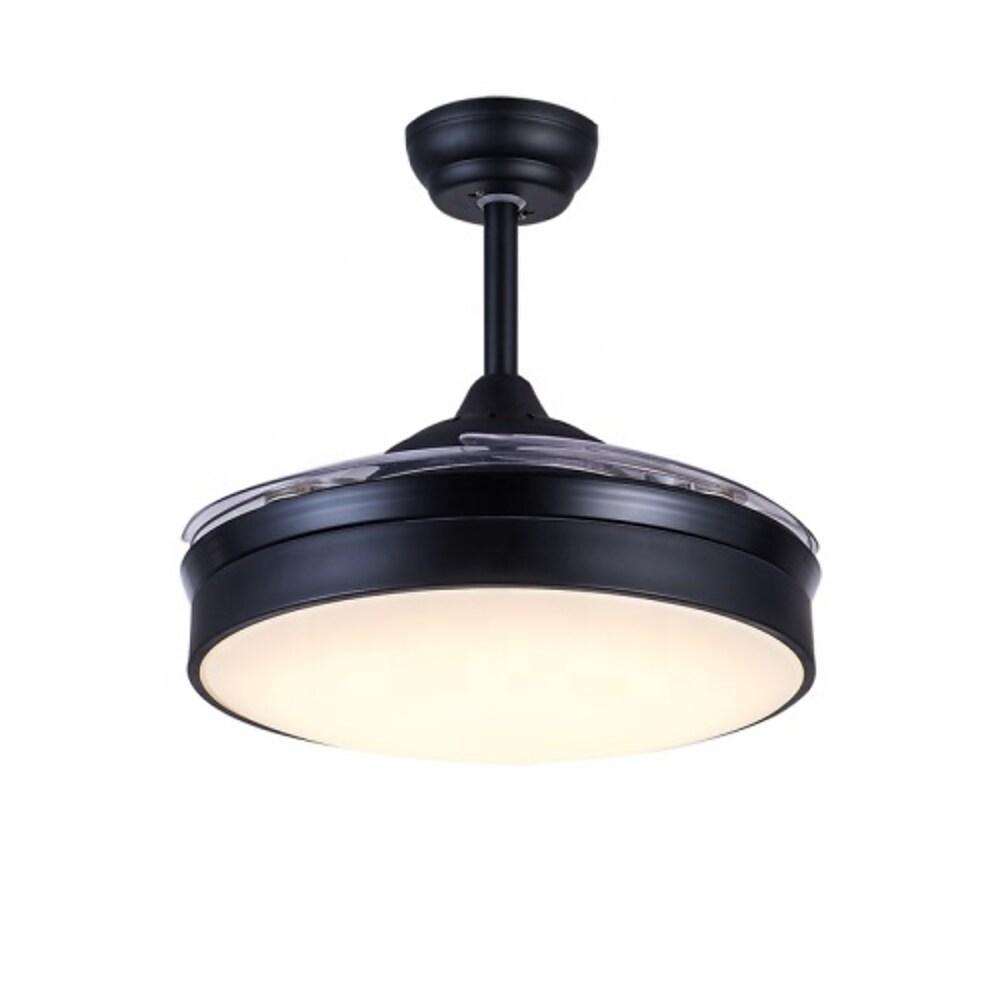 Round Drum Shaped LED Nordic Retractable Ceiling Fan with Lights