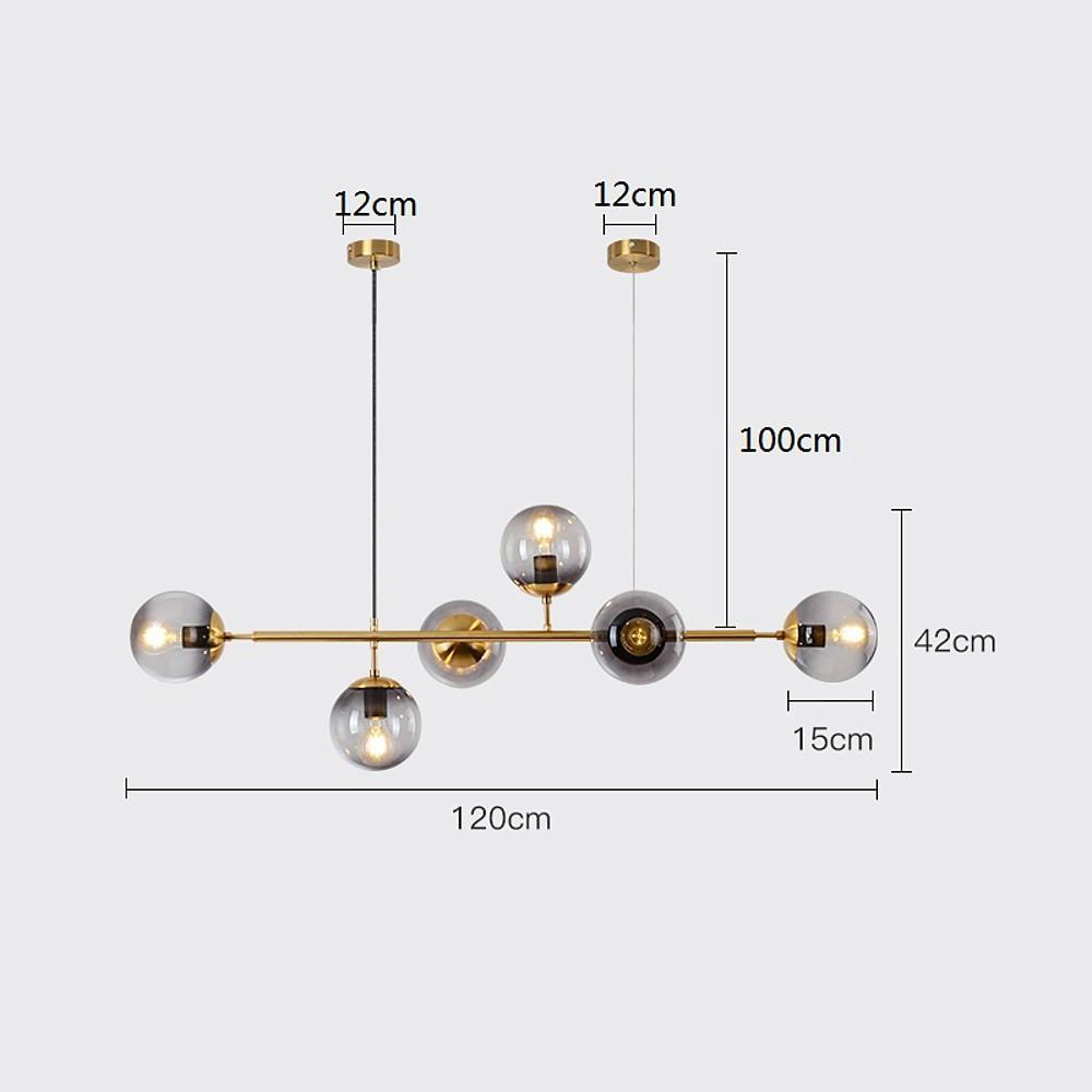 6 Glass Globes LED Electroplated Modern Chandelier Pendant Light Hanging Lamp