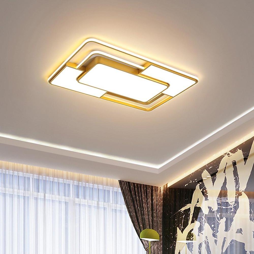 Square LED Geometric Overlay Flush Mount Ceiling Light for Bedroom