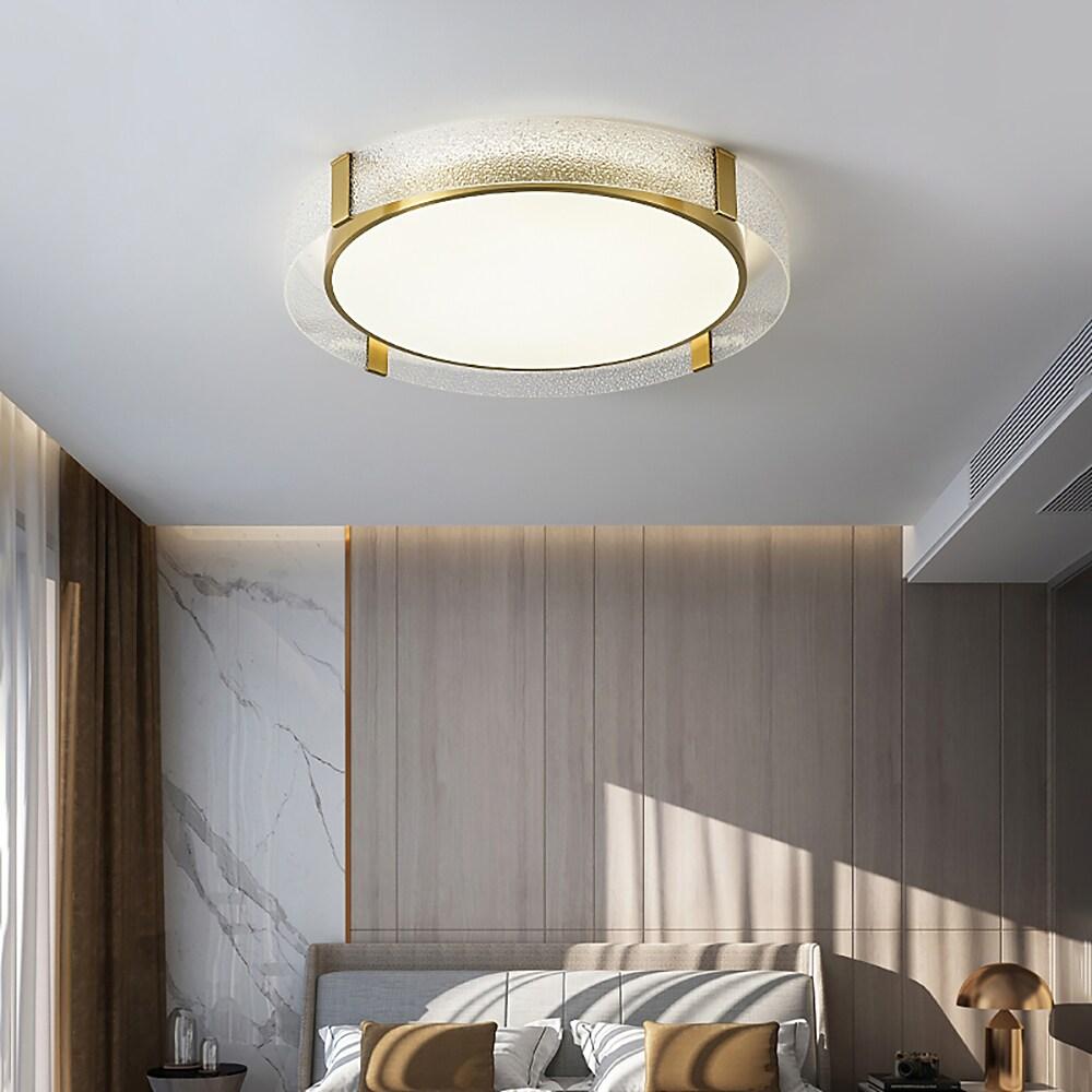 Circular Glass Copper LED Nordic Ceiling Lights Flush Mount Lighting