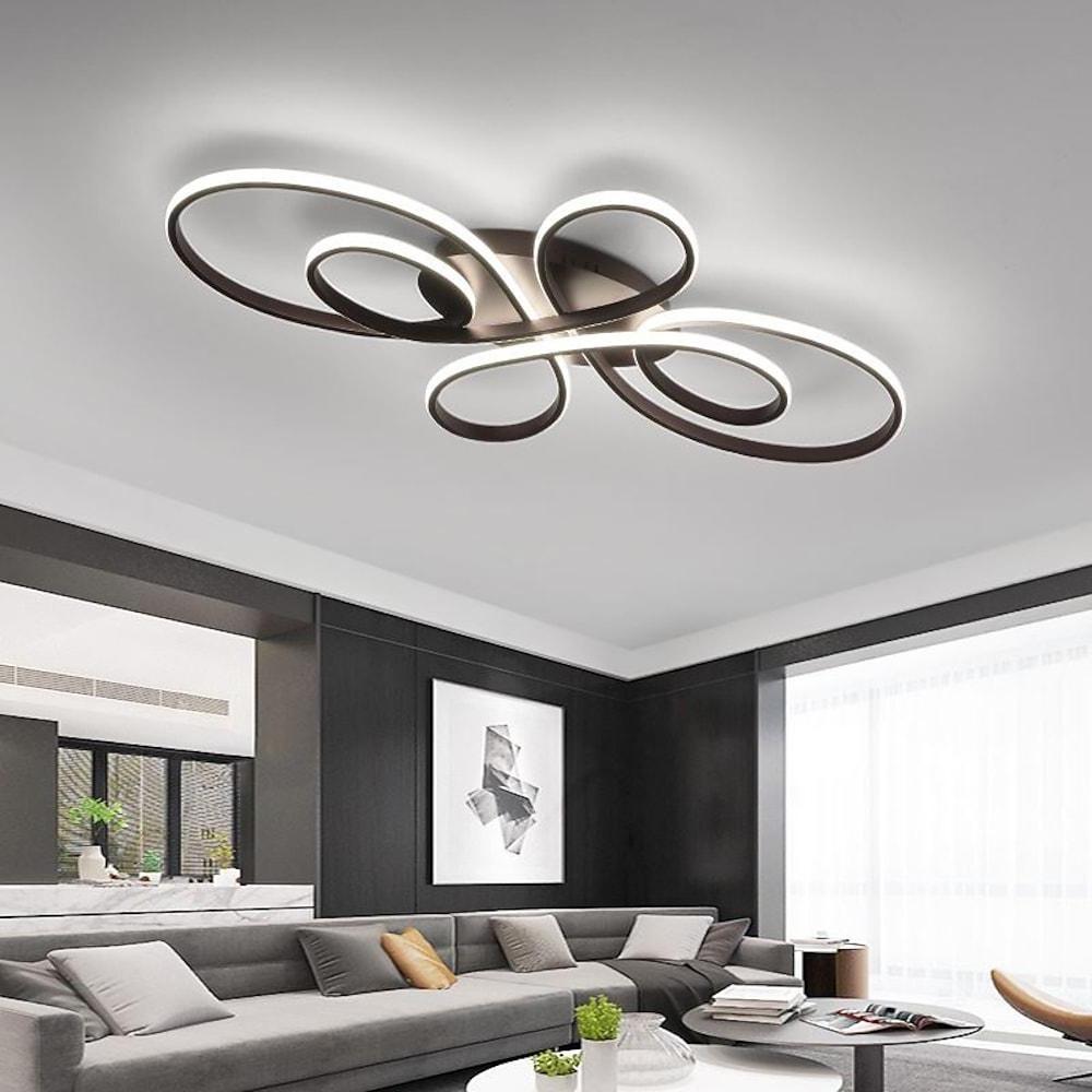 Artistic Curved Dimmable LED Modern Ceiling Lights Chandelier Flush Mount Lighting