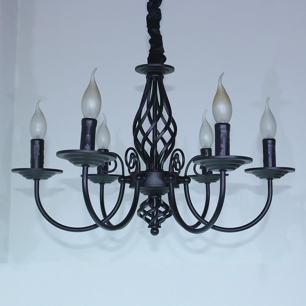 Candle Design Metal Rustic Chandeliers with 6 LED Bulbs