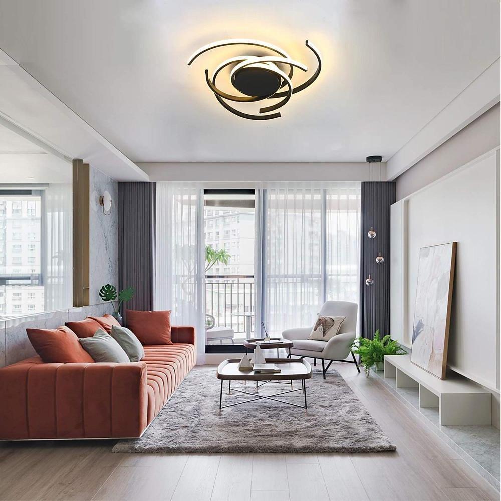 30 Inch Swirls Circle Abstract LED Flush Mount Ceiling Light for Living Room