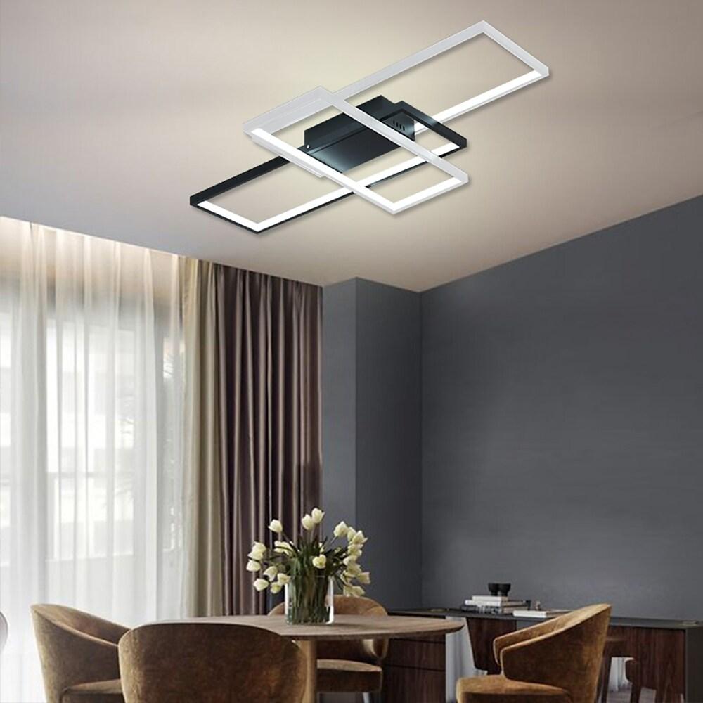 Multi Rectangle Large Flush Mount Ceiling Light with 3 Integrated Tiered Lights