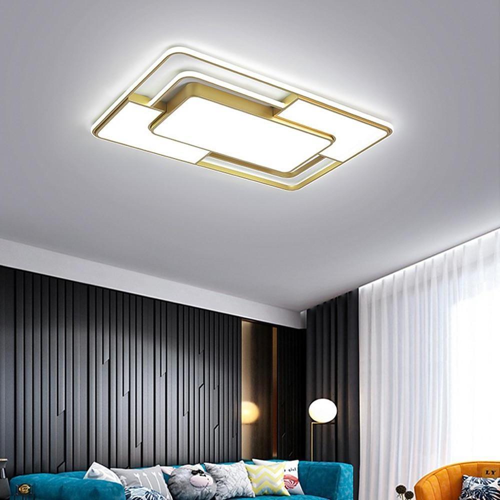 Square LED Geometric Overlay Flush Mount Ceiling Light for Bedroom