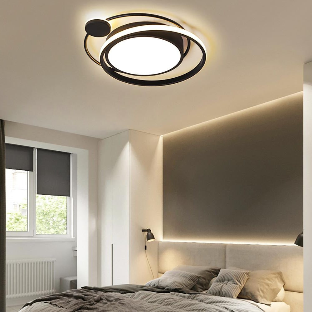 LED Offset Circles Geometric Classic Dimmable Flush Mount Ceiling Light for Bedroom