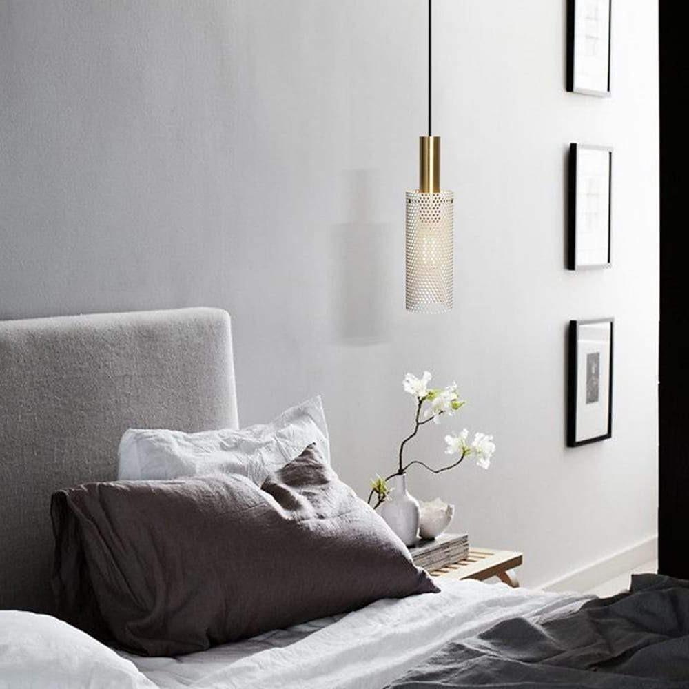 Cylinder Hanging Pendant Lights Metal Modern LED Bedroom Ceiling Lights