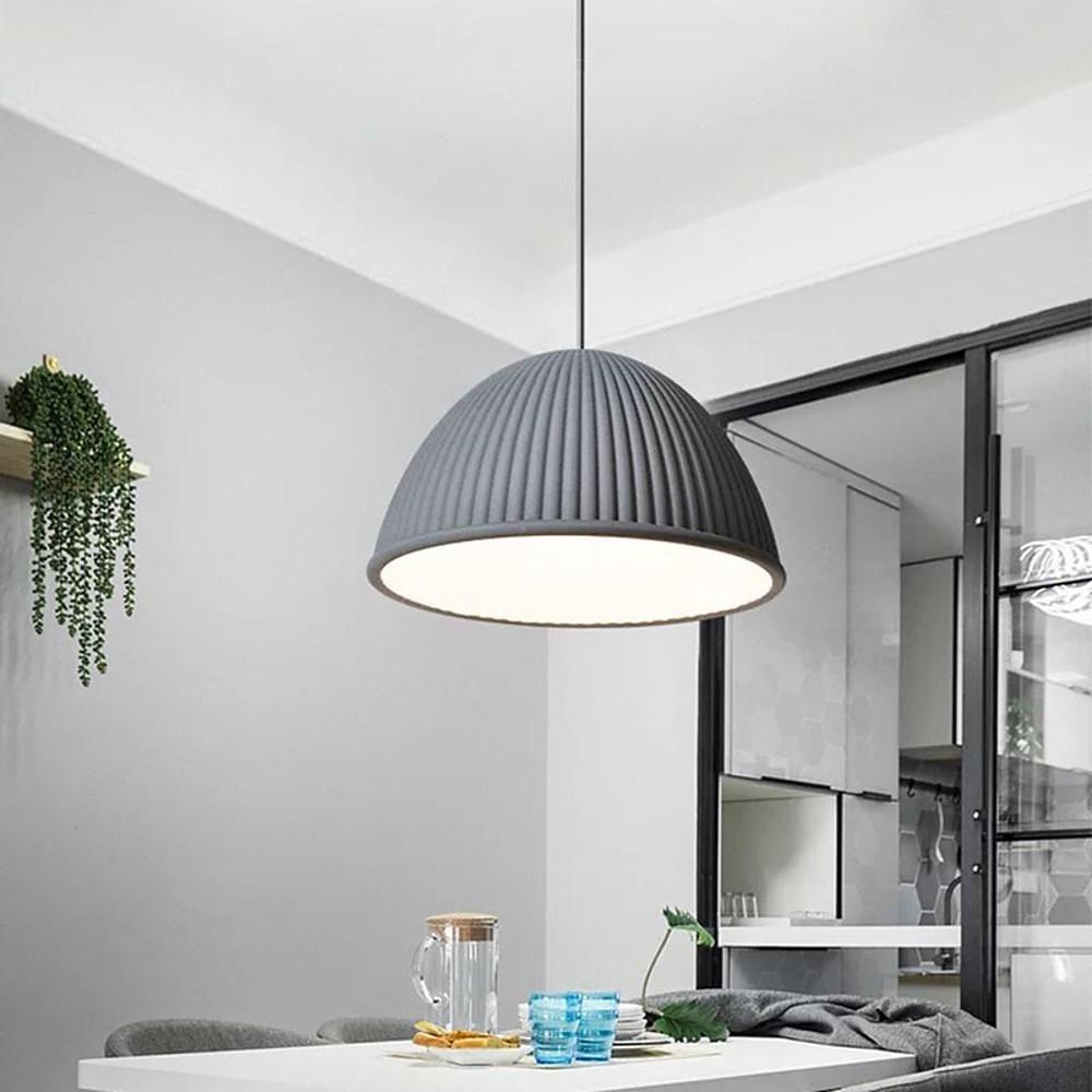 Inverted Cup Design Industrial Pendant Lighting LED Glass Metal Cement Ceiling Light