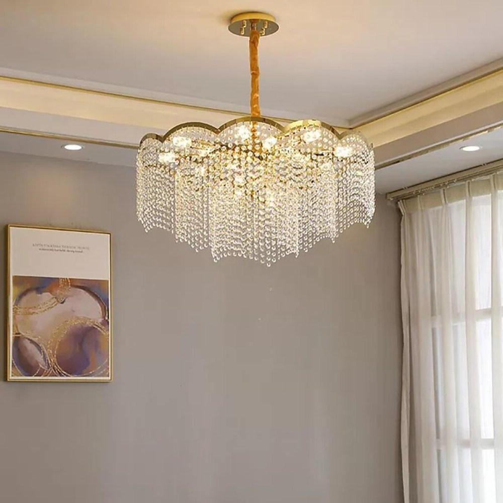 Lantern Design Electroplated Crystal Metal LED Modern Chandeliers