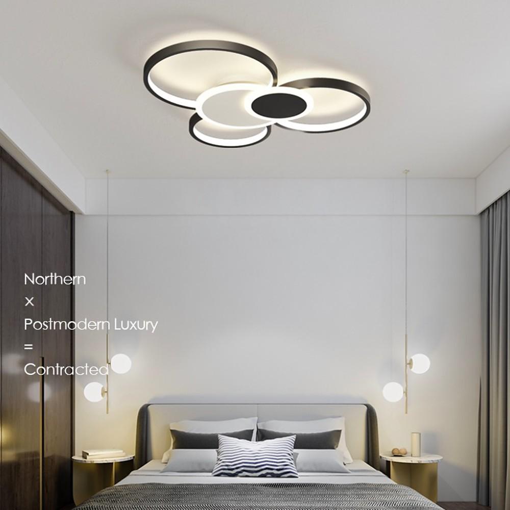 Modern LED Circles Flush Mount Ceiling Light Artistic Eclipse Design, Energy-Efficient Lighting