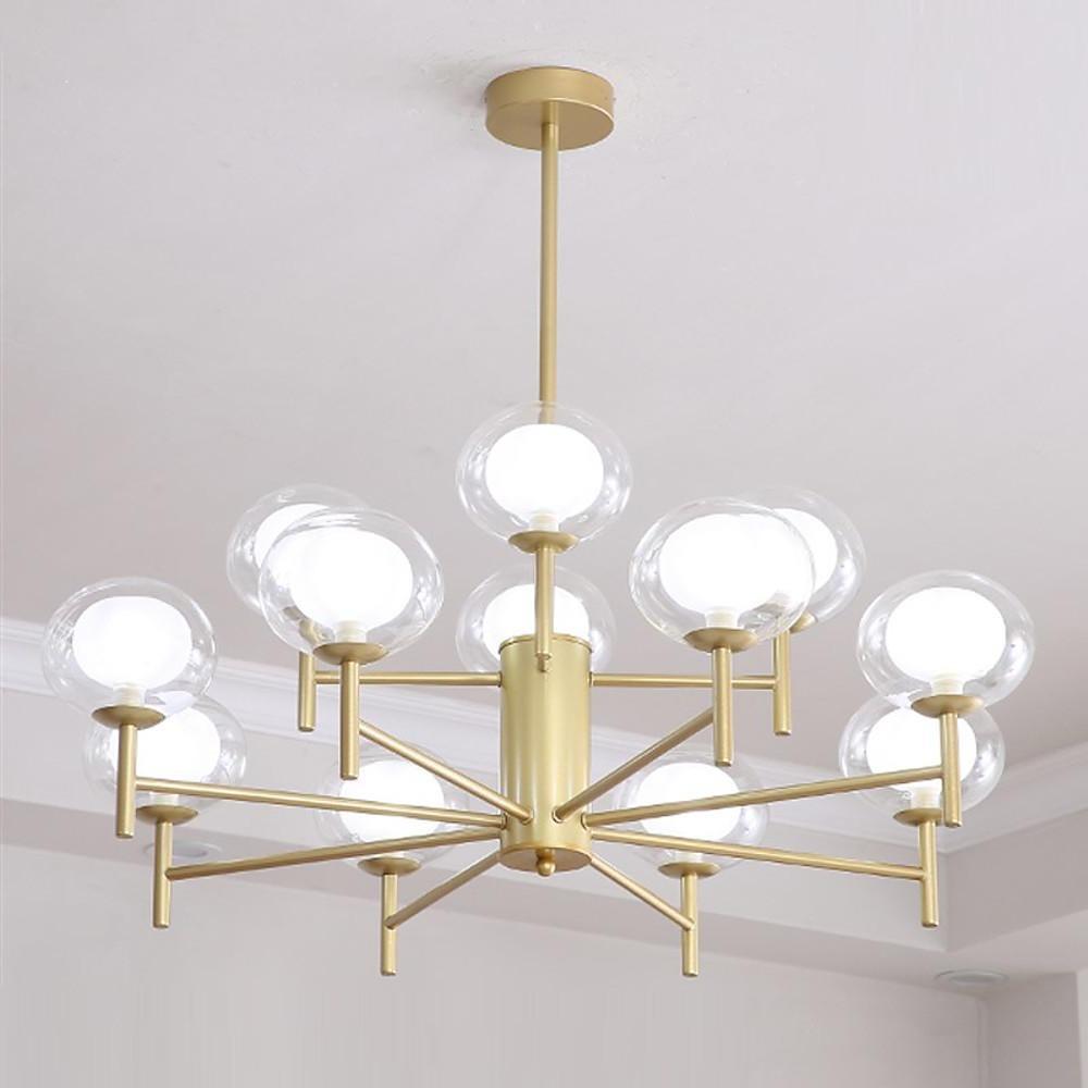 Nordic Style Sputnik Chandelier Metal Glass Chandelier 12 Bulbs