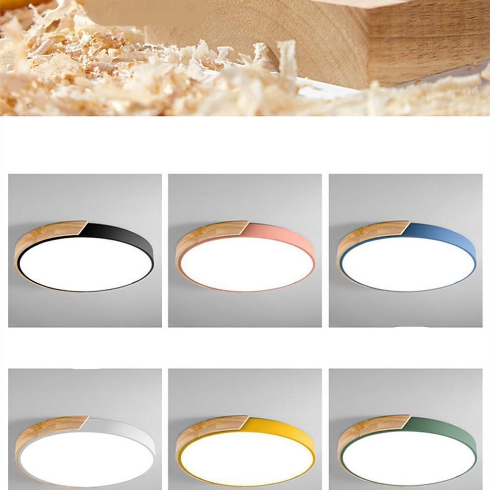 Circular LED Wood Nordic Ceiling Lights Flush Mount Lighting Ceiling Lamp