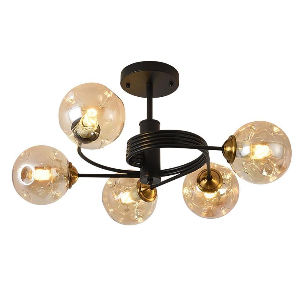 Swirling Nordic Globe Bubble Chandelier Metal Glass Bedroom Chandelier