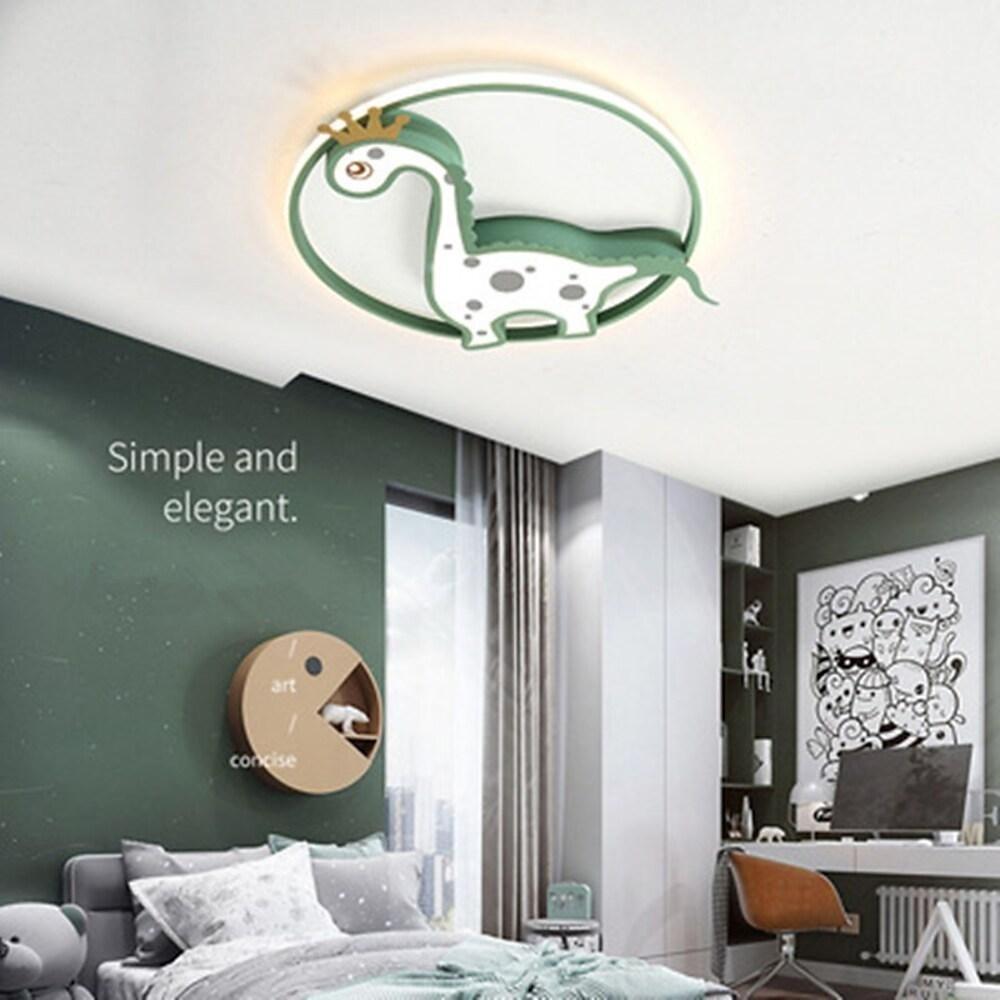 Circle Dinosaur Novelty LED Flush Mount Ceiling Light Baby Kids Lights for Bedroom