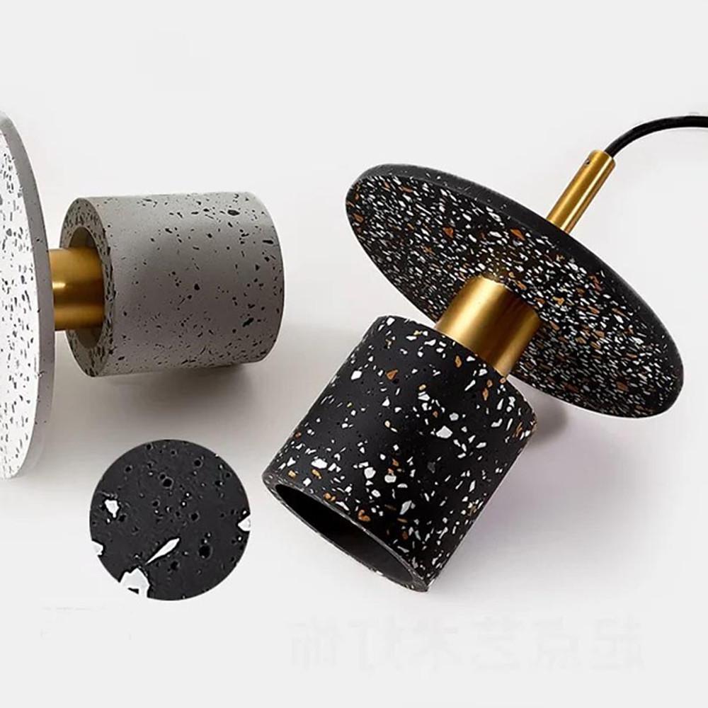 Terrazzo-Inspired Cement Cylinder LED Pendant Lights Modern Island Lighting