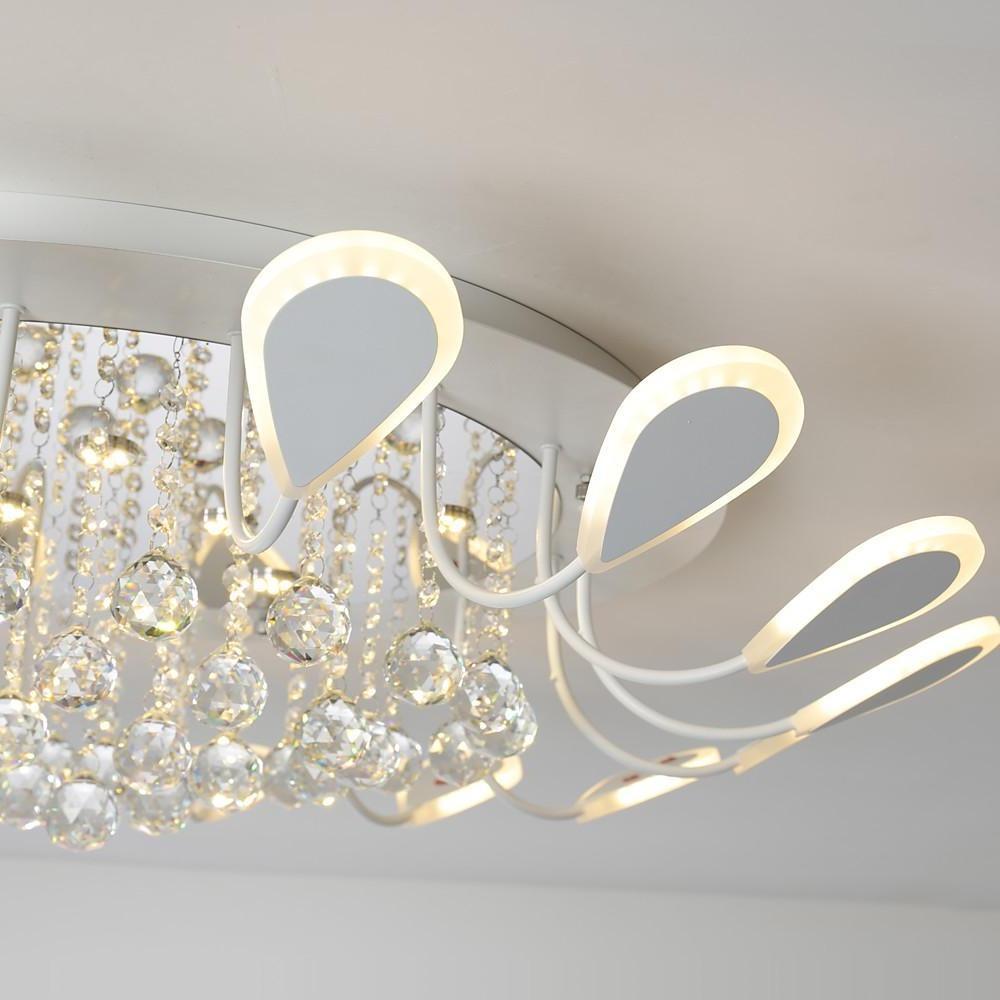 Flower Shaped Dimmable LED Crystal Modern Flush Mount Lighting Ceiling Light