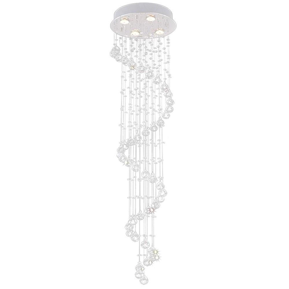 Spiraling Modern Chandelier Crystal Electroplated Metal Light Fixtures