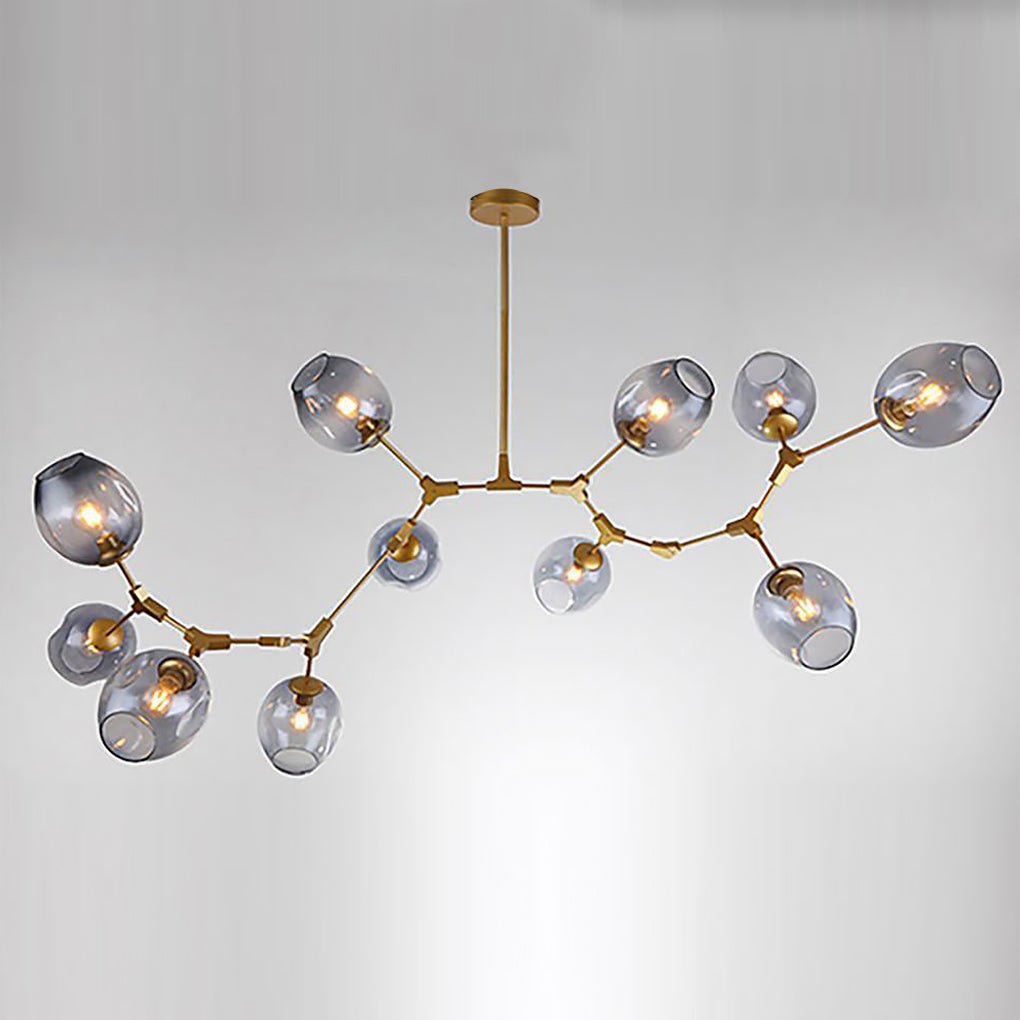 Nordic Branches Bubble Sputnik Chandelier - 5 to 11 Lights, Gold Finish